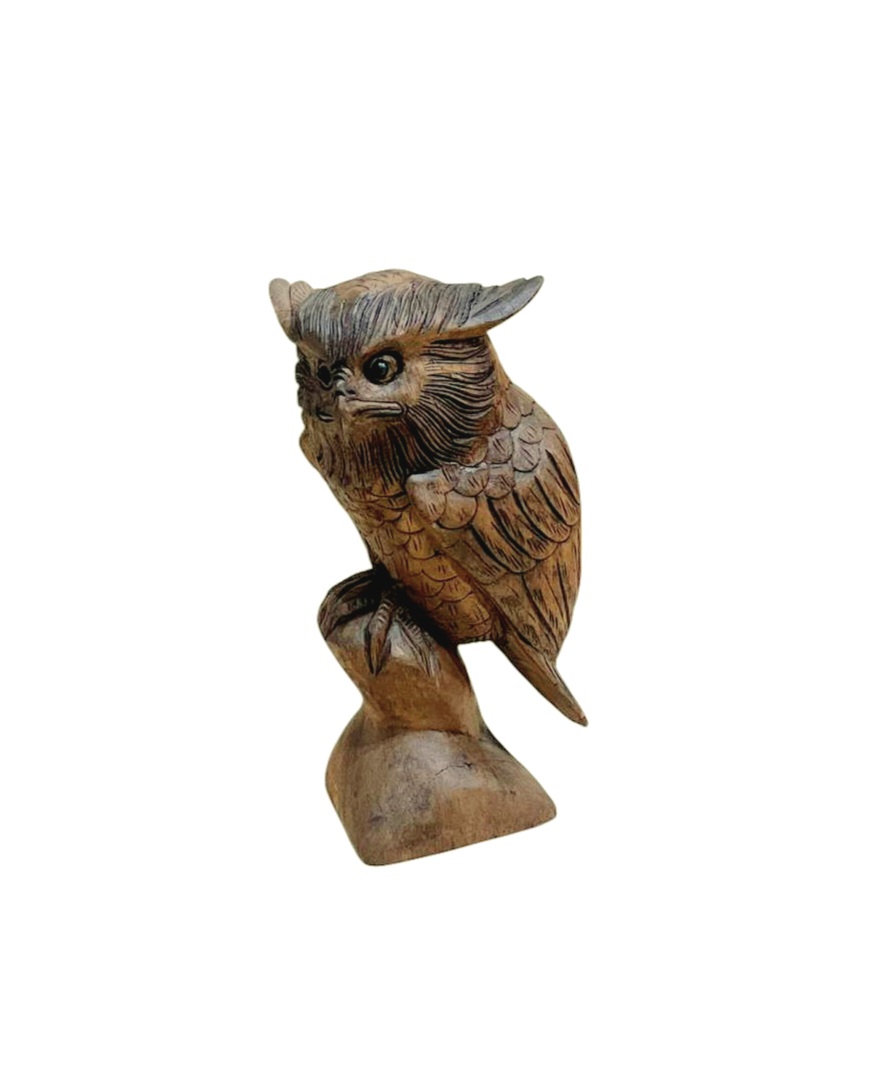 Buho madera 30cm tallado